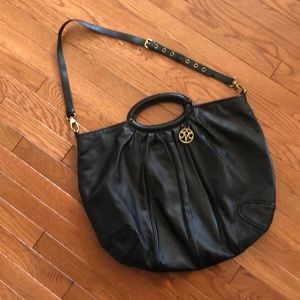 Black leather Johnston and Murphy bag/purse